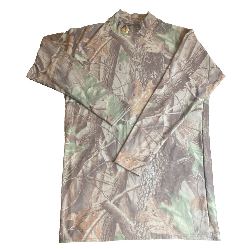 Under Armour Baselayer‎ Men's 2XL Mock Neck Realtree Hardwood Camo Hunting Lined